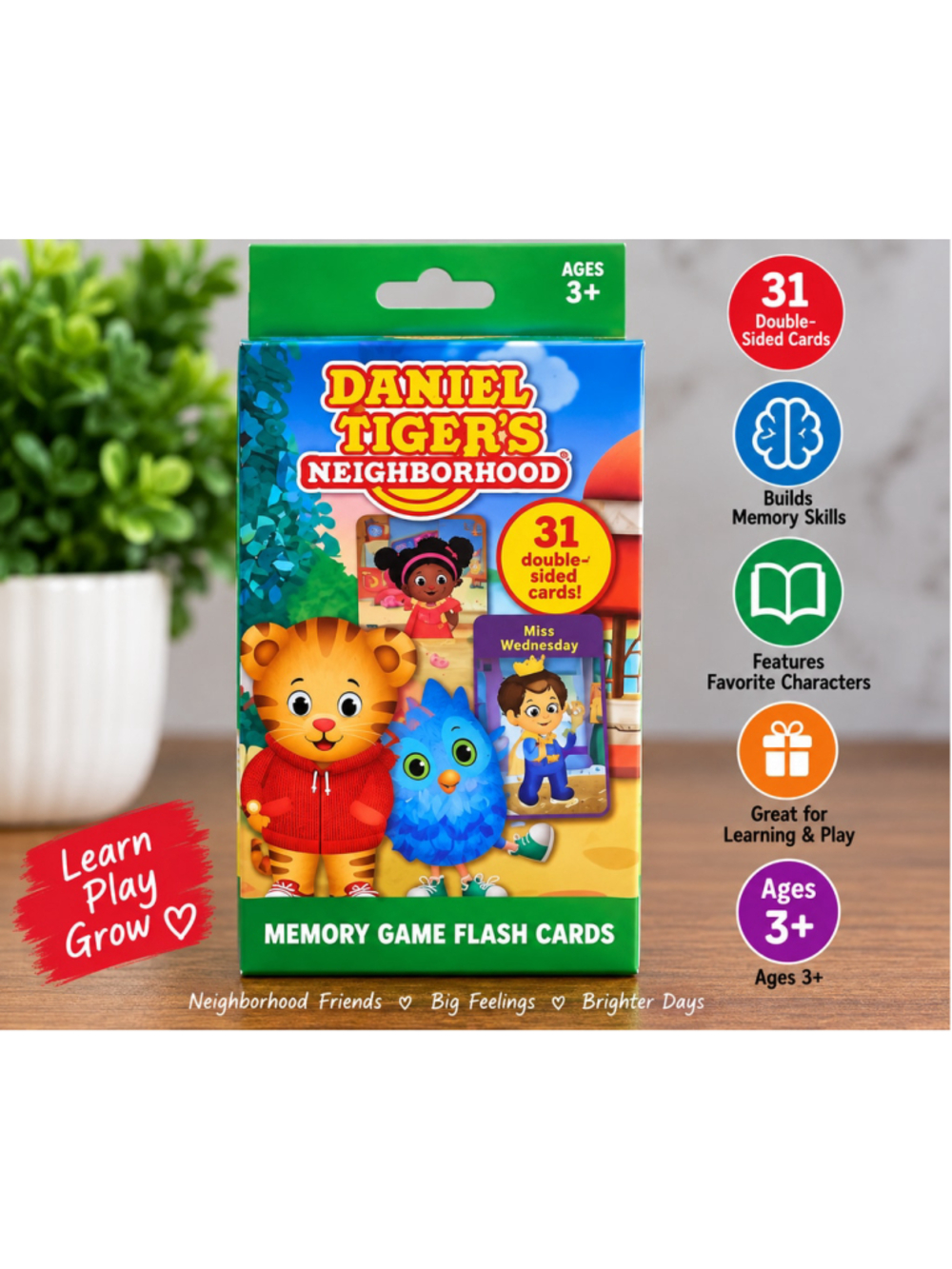 Daniel Tiger’s Neighborhood Memory Game Flash Cards 31 Double-Sided Cards Ages 3